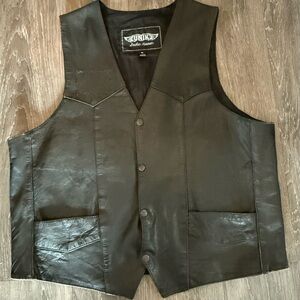Unik Black Leather Men's Vest
